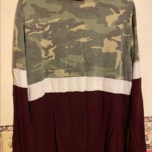 Boutique camo maroon long sleeve shirt